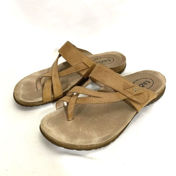 Taos Women’s Perfect Sz 8 Tan Leather Flat Thong Sandals - Picture 4 of 12